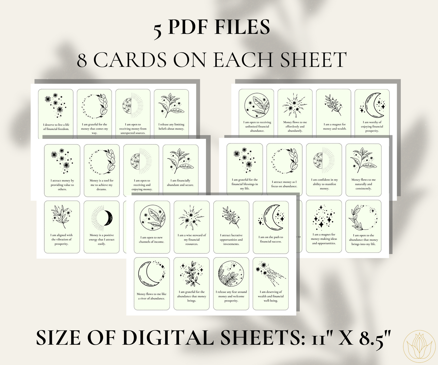 40 Affirmation Cards for Money and Abundance - printable