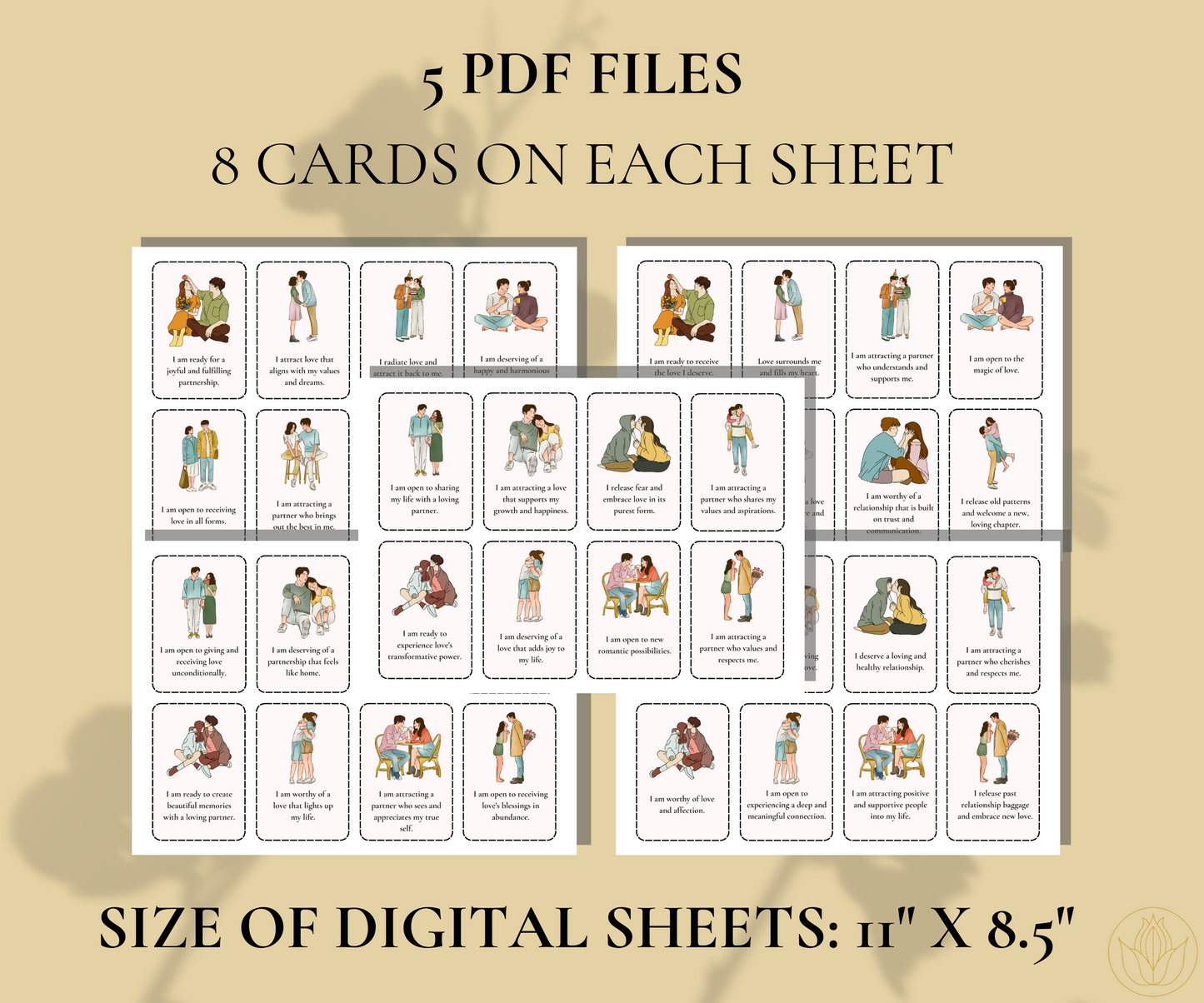 40 Affirmation Card Deck for Attracting Love - printable
