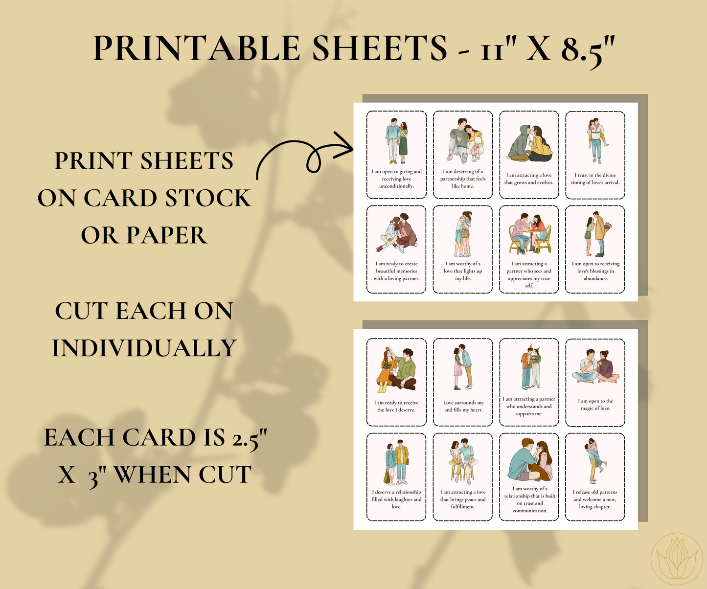 40 Affirmation Card Deck for Attracting Love - printable