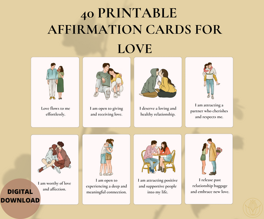 40 Affirmation Card Deck for Attracting Love - printable