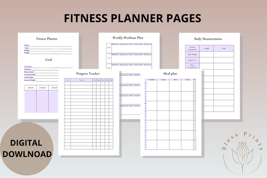 Fitness Planner- Printable Pages