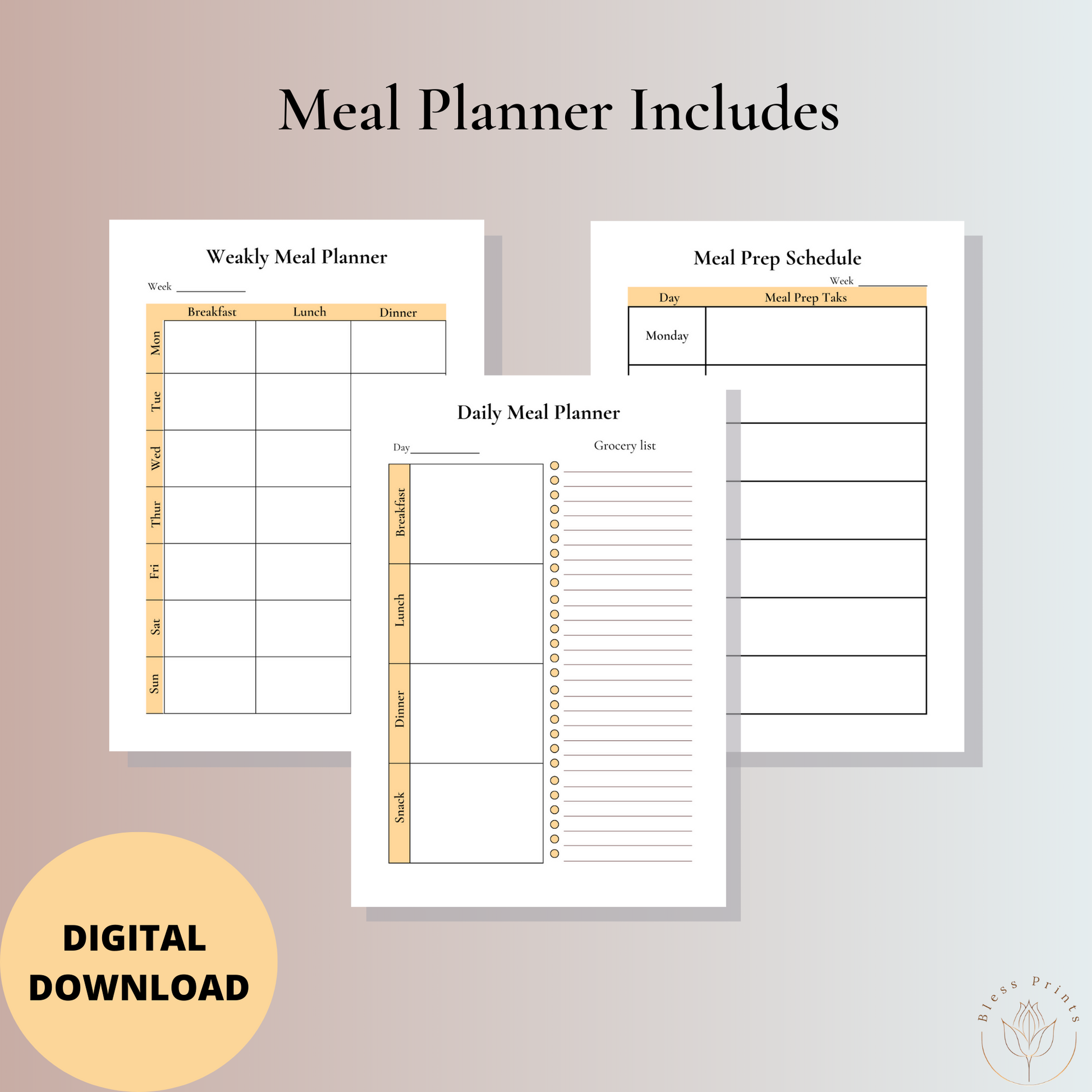 Meal Planner - Printable Pages – Bless Prints